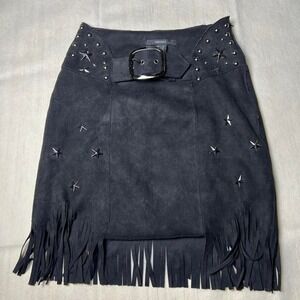 Forever 21 black mini skirt with silver star studs